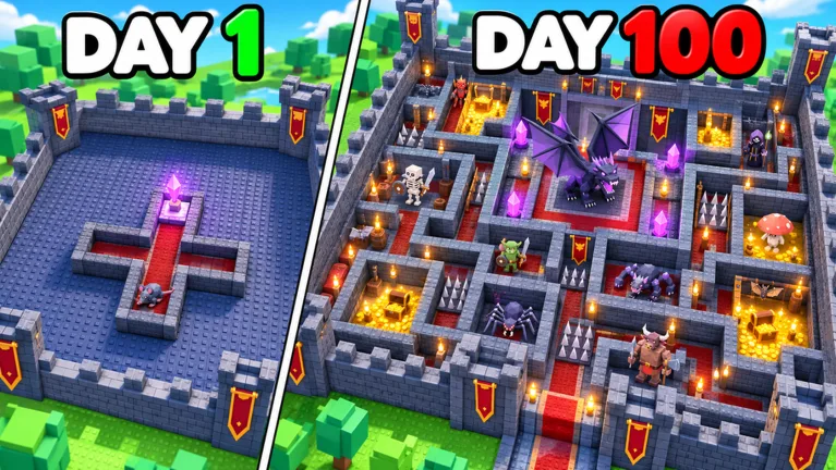 Build a Dungeon dungeon at Wave 1 compared with Wave 100